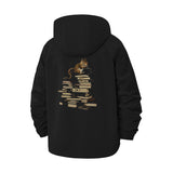 Cat on Stack of Books Unisex Full-Zip Printed Waterproof Hooded Windbreaker
