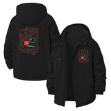 Retro Computer Circuit Unisex Full-Zip Printed Waterproof Hooded Windbreaker