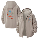 Retro Camera Unisex Full-Zip Printed Waterproof Hooded Windbreaker
