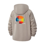 Retro Turntable Unisex Full-Zip Printed Waterproof Hooded Windbreaker