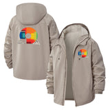 Retro Turntable Unisex Full-Zip Printed Waterproof Hooded Windbreaker