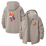 Geometric Fox Unisex Full-Zip Printed Waterproof Hooded Windbreaker