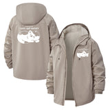 Tired Cat Meme Unisex Full-Zip Printed Waterproof Hooded Windbreaker
