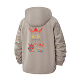 Geometric Cat Motif Unisex Full-Zip Printed Waterproof Hooded Windbreaker