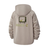 Retro Computer Cat Unisex Full-Zip Printed Waterproof Hooded Windbreaker
