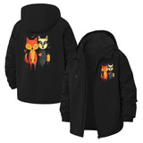 Whimsical Fox and Cat Unisex Full-Zip Printed Waterproof Hooded Windbreaker