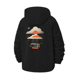 Retro Cassette Clouds Unisex Full-Zip Printed Waterproof Hooded Windbreaker