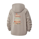 Stacked Books Unisex Full-Zip Printed Waterproof Hooded Windbreaker