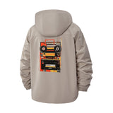 Retro Boombox Unisex Full-Zip Printed Waterproof Hooded Windbreaker