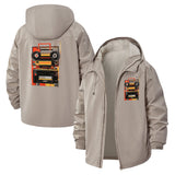 Retro Boombox Unisex Full-Zip Printed Waterproof Hooded Windbreaker