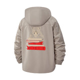 Leopard and Books Unisex Full-Zip Printed Waterproof Hooded Windbreaker