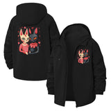 Whimsical Cat Duo Unisex Full-Zip Printed Waterproof Hooded Windbreaker