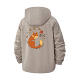 Whimsical Fox Unisex Full-Zip Printed Waterproof Hooded Windbreaker