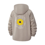 Sunflower Mandala Unisex Full-Zip Printed Waterproof Hooded Windbreaker
