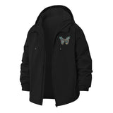 Butterfly Motif Unisex Full-Zip Printed Waterproof Hooded Windbreaker