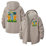 Abstract Dance Figures Unisex Full-Zip Printed Waterproof Hooded Windbreaker