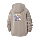 Whimsical Wizard and Duck Unisex Full-Zip Printed Waterproof Hooded Windbreaker