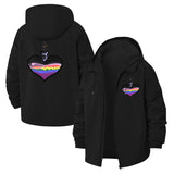 Pixel Art Heart Unisex Full-Zip Printed Waterproof Hooded Windbreaker