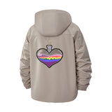 Pixel Art Heart Unisex Full-Zip Printed Waterproof Hooded Windbreaker