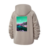 Dreamy Mountain Lake Unisex Full-Zip Printed Waterproof Hooded Windbreaker
