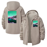 Dreamy Mountain Lake Unisex Full-Zip Printed Waterproof Hooded Windbreaker