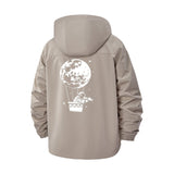 Space Hot Air Balloon Unisex Full-Zip Printed Waterproof Hooded Windbreaker