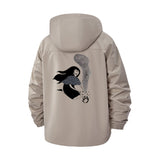Mystical Smoking Figure Unisex Full-Zip Printed Waterproof Hooded Windbreaker