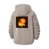 Lion Illustration Unisex Full-Zip Printed Waterproof Hooded Windbreaker