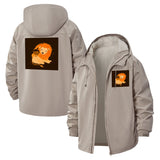Lion Illustration Unisex Full-Zip Printed Waterproof Hooded Windbreaker