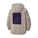 Retro Star Pattern Unisex Full-Zip Printed Waterproof Hooded Windbreaker