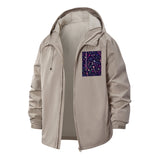 Retro Star Pattern Unisex Full-Zip Printed Waterproof Hooded Windbreaker