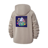 Whimsical Animal and Floral Unisex Full-Zip Printed Waterproof Hooded Windbreaker