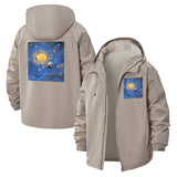 Starry Night Sky Unisex Full-Zip Printed Waterproof Hooded Windbreaker