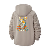 Corgi and Mushrooms Unisex Full-Zip Printed Waterproof Hooded Windbreaker