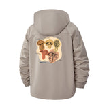 Vintage Mushroom Illustration Unisex Full-Zip Printed Waterproof Hooded Windbreaker