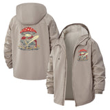 Mushroom Gnome Fantasy Unisex Full-Zip Printed Waterproof Hooded Windbreaker