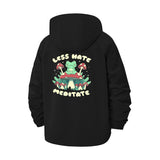 Meditating Frog and Mushrooms Unisex Full-Zip Printed Waterproof Hooded Windbreaker