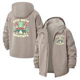 Meditating Frog and Mushrooms Unisex Full-Zip Printed Waterproof Hooded Windbreaker