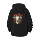 Goat and Mushroom Unisex Full-Zip Printed Waterproof Hooded Windbreaker