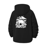 Crow and Skull Art Unisex Full-Zip Printed Waterproof Hooded Windbreaker