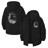 Astronaut Skull Art Unisex Full-Zip Printed Waterproof Hooded Windbreaker