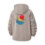 Lotus Flower Sunrise Unisex Full-Zip Printed Waterproof Hooded Windbreaker