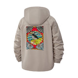 Owl Eyes Abstract Art Unisex Full-Zip Printed Waterproof Hooded Windbreaker