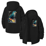 Tropical Parrot and Floral Art Unisex Full-Zip Printed Waterproof Hooded Windbreaker