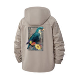 Tropical Parrot and Floral Art Unisex Full-Zip Printed Waterproof Hooded Windbreaker