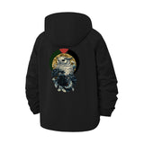 Owl Illustration Unisex Full-Zip Printed Waterproof Hooded Windbreaker
