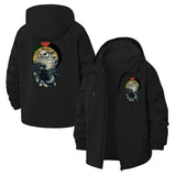 Owl Illustration Unisex Full-Zip Printed Waterproof Hooded Windbreaker