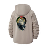 Owl Illustration Unisex Full-Zip Printed Waterproof Hooded Windbreaker