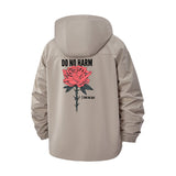 Do No Harm Rose Unisex Full-Zip Printed Waterproof Hooded Windbreaker