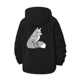 Intricate Fox Illustration Unisex Full-Zip Printed Waterproof Hooded Windbreaker